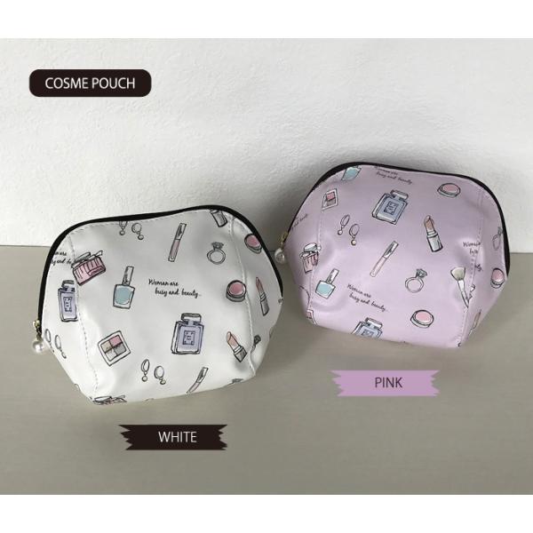 コスメ柄大きめポーチ マチポーチ 化粧ポーチ コスメポーチ レディース メイクポーチ 文房具 出張 ...