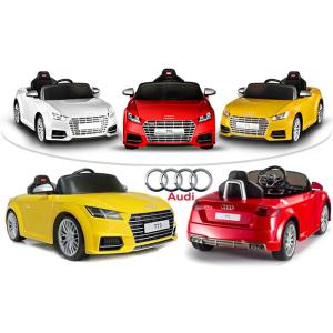 電動乗用ラジコンカー スポーツカー アウディ TTS イエロー レッド ホワイト お子様一人で運転＆乗せてプロポで遠隔操縦 ラジコン＆電動乗用カーが１つに クラク