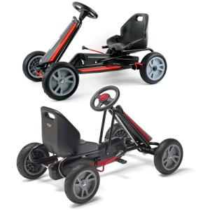 スタイリッシュデザイン４輪ゴーカート ブラック×グレーホイール ハンドブレーキ仕様 お子様の成長に合わせてシート調整可能 四輪車ペダルカー 足こぎバギーカ