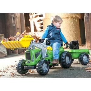 ドイツ製おもちゃ 子供用玩具 ペダルカー グリーン×イエローバケット ロリーキディロリートイズフツタ 牽引車付きダンプトラクター キッズトラック 人気のロリ