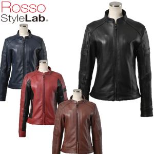 バイクウェアレディース   大きいサイズ プロテクター付き   秋冬 ROSSO STYLELAB ロッソスタイルラボ シングルライダースレザージャケット ROL-15 取寄品