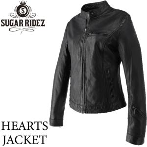 レディースレザージャケット革ジャン 女性用 シングル    ブラック 秋冬 SUGARRIDEZ シュガーライズ HEARTS JACKET SLJ200 取寄品｜ladies-baico