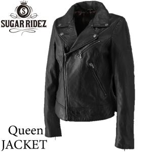 レディースレザージャケット革ジャン 女性用 ダブル    ブラック 秋冬 SUGARRIDEZ シュガーライズ Queen JACKET SLJ100 取寄品｜ladies-baico