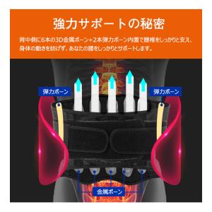 サポーター 腰 2重ベルト 加圧 6本のボーン...の詳細画像3