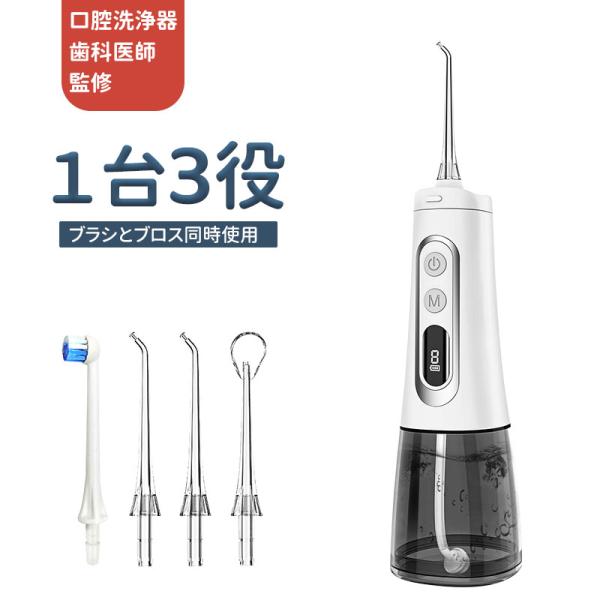 口腔洗浄器 ジェットウォッシャー 電動歯ブラシ 水流歯ブラシ コードレス 9段水圧 3役4本ノズル ...