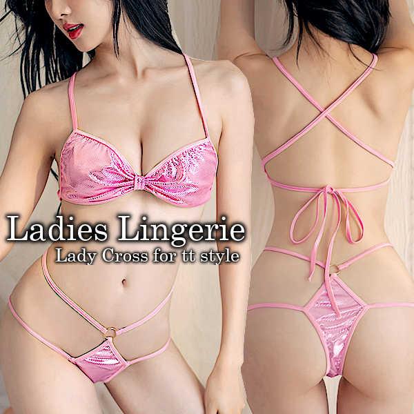 セクシーランジェリー セット ブラジャー ブラ ショーツ ドット柄 シルバーラメ Tバック 超過激 ...