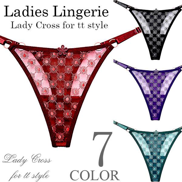 ショーツ セクシー ランジェリー Tバック  人気 かわいい シースルー 花柄 サイズ調整機能付き ...