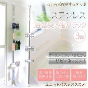 突っ張り棒 ラック 物干し 浴室 ステンレス浴室突張りラック お風呂 コーナーラック 3段 浴室収納 つっぱり 棚 アイリスオーヤマ BLT-25S