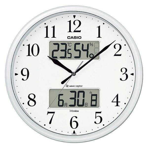 カシオ CASIO 掛け時計 電波 アナログ 温度 湿度 自動点灯カレンダー シルバー ITM-66...