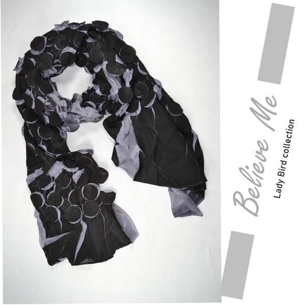 即納 黒 グレー 絞り ストール 個性的