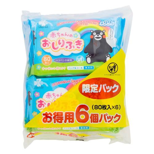 くらしリズム　赤ちゃんのおしりふき　くまモン（80枚×6個）×6個