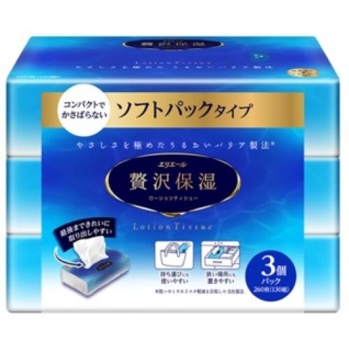 エリエール　贅沢保湿　ローションティッシュ　ソフトパック（260枚（130組）×3個）×18個