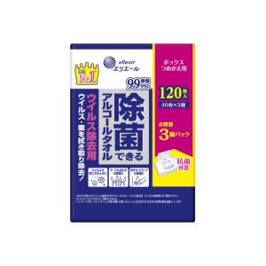 大王製紙　エリエール　除菌できるアルコールタオル　ウイルス除去　詰替（40枚×3個）｜ladydrugheartshop