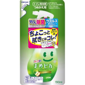 ライオン　ルック　まめピカ　トイレのふき取りクリーナー　フレッシュアップルの香り　詰め替え　190ml｜ladydrugheartshop