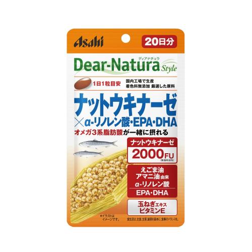 アサヒグループ食品　ディアナチュラ　パウチ　ナットウキナーゼ×α-リノレン酸・EPA・DHA　20粒...