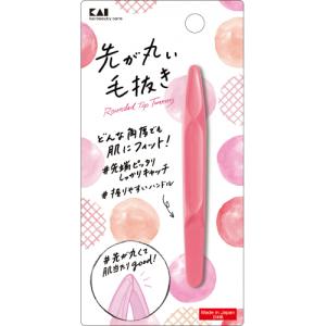 貝印　先が丸い毛抜き　ピンク　KQ3210　1本入