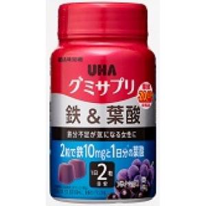 UHA味覚糖 ◇UHAグミサプリ 鉄＆葉酸 ボトル 30日分 60粒 : サン