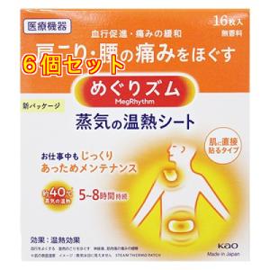 花王　めぐりズム　蒸気の温熱シート　16枚入り×6個