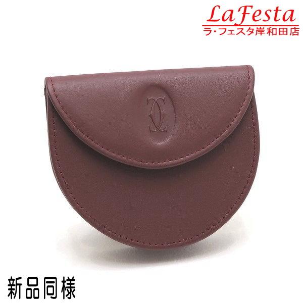 カルティエ コインケース レザー ボルドー スナップ開閉 カード 箱付き（焼け、凹みあり） L300...