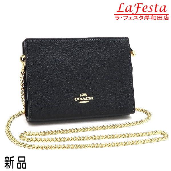 コーチ ショルダーバッグ クラッチバッグ スリム クロスボディ レザー ブラック 黒 ゴールドロゴ ...