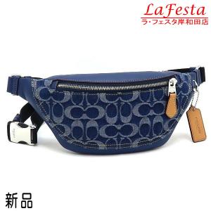 コーチ ウエストポーチ ワーレン ミニ ベルト バッグ コットンデニム レザー デニムＸディープブルー CY886 SVXR9 保存袋 紙袋付き 新品