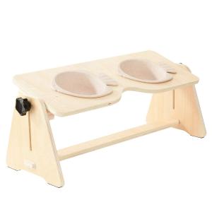 Sale  木製 ペット フードボウル ボウルスタンド セット 角度と高さ調節可能 滑り止めの犬猫用食器 食台 と2つ壊れにくい 餌入れお皿 小麦繊維製 Highkit