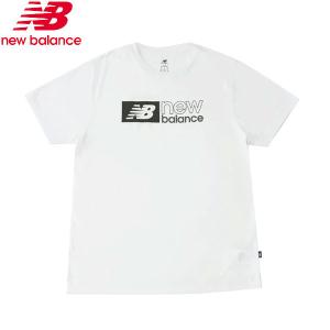 ニューバランス new balance パフォーマンスグラフィックショートスリーブTシャツ ブロックロゴ AMT41000-WT トップス トレーニング ジム メンズ｜lafitte