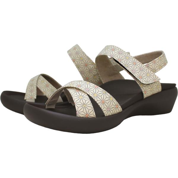 RegettaCanoe リゲッタカヌー 和柄 サンダル 麻の葉 フラットウェッジヒール バックベル...