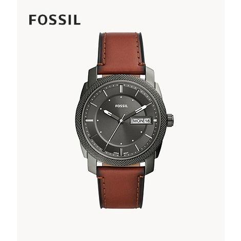 フォッシル FOSSIL 腕時計 MACHINE 三針デイト ブラウン LiteHide レザーウォ...