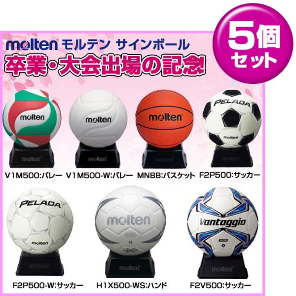 お得なまとめ買い5個セット 卒業記念・大会出場の記念品に最適 molten スポーツ競技別 サインボ...