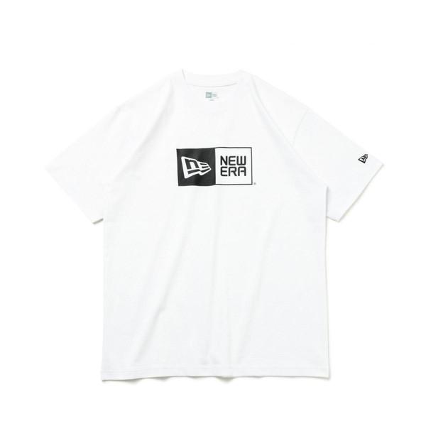 ニューエラ NEW ERA 半袖 コットン Tシャツ Box Logo ホワイト × ブラック レギ...