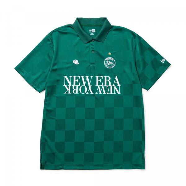 ニューエラ NEW ERA 半袖 ポロシャツ Checker Pattern エメラルドグリーン ゴ...