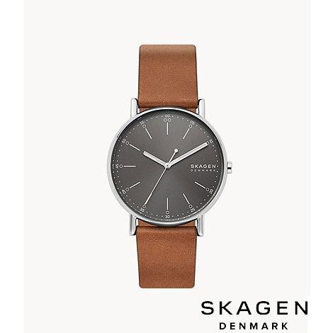 スカーゲン SKAGEN 腕時計 SIGNATUR 三針 ミディアムブラウンレザーウォッチ SKW6...