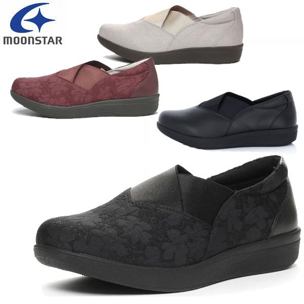 ムーンスター moonstar レディース 介護 シューズ ウェルル01 ブラックコンビ 幅広 4E...
