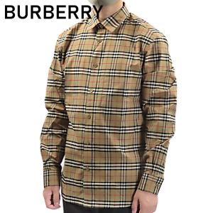 バーバリー シャツ シルク 切替 長袖 ポケット UK6 ベージュ BURBERRY（バーバリー） コットン クラシカルチェック フロント