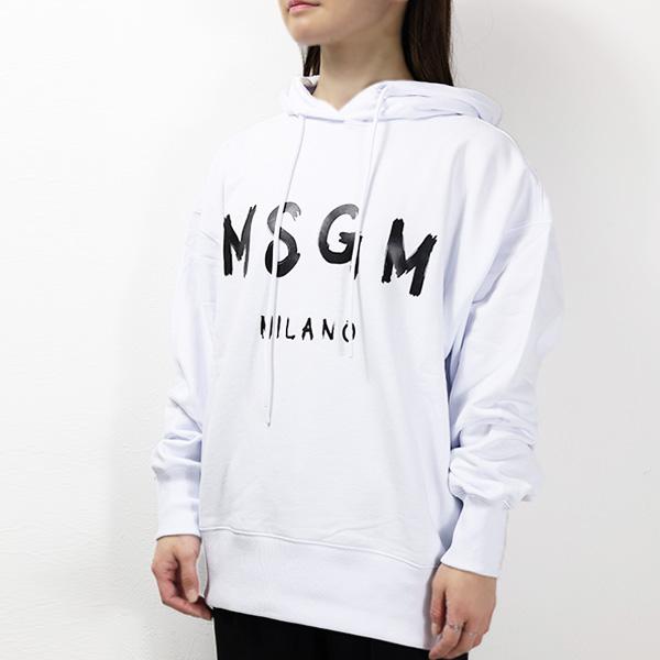 MSGM エムエスジーエム パーカー プルオーバー ペイント ロゴ コットン 長袖 レディース 20...