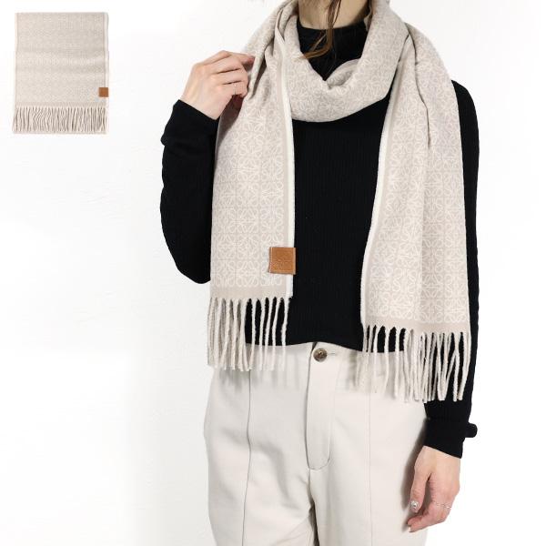 LOEWE Anagram Scarf マフラー ストール スカーフ カシミヤ レザー レディース ...