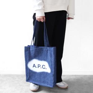 A.P.C. アーペーセー LOU WASHED INDIGO TOTE BAG トートバッグ デニムトート サブバッグ 鞄 A4収納可能 ロゴ カジュアル  COGEK M61442