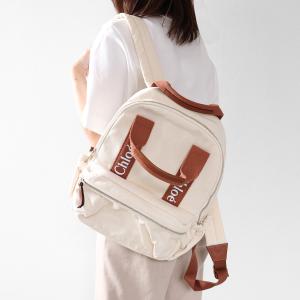 Chloe クロエ Logo Backpack マザーズバッグ バックパック リュックサック 鞄 A4対応 ポーチ付き ロゴ コットン キッズ 女の子 大人もOK C20348
