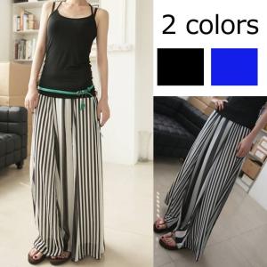 リメイク風スカート ウエストゴム とろみ 体型カバー ストライプ マキシ丈 シフォン スカート レディース 【即納：2-5日】【1213-d404b】 メ込