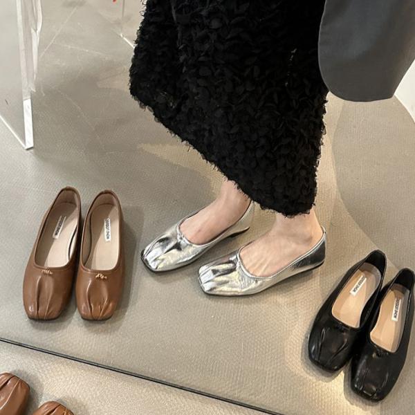 つま先 シャーリング パンプス PU 合皮 楽ちん ぺたんこ  【ash406-662】【予約販売：...