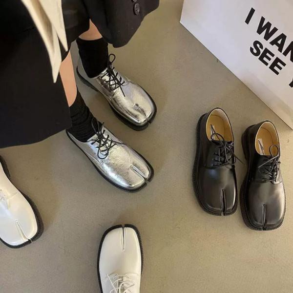 厚底 足袋 レースアップ シューズ 先割れ シンプル 無地  【ash406-663】【予約販売：1...