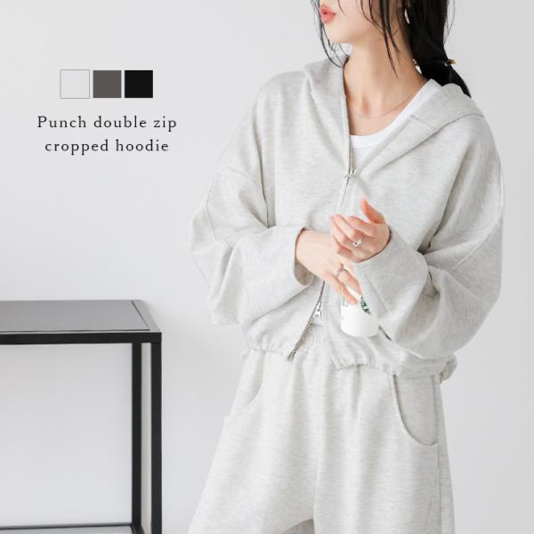 パーカー ポンチ素材 ダブルジップ 長袖 トップス レディース 【lsotaw24-781】【to2...