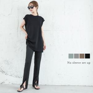 セットアップ ノースリーブ ワッフル生地 レギン...の商品画像