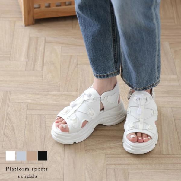 スポーツサンダル スニーカー スポサン 厚底 通気性 ゴム紐 靴 訳あり 【lssh302-831】...