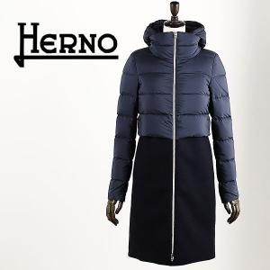 HERNO ヘルノ レディース フード付き 切り替え ウールダウンコート PI0390D 39601＋19288/F/D 9280 （ネイビー）レビューを書いて送料無料