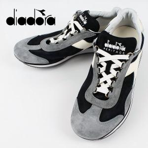 セール 国内正規品 DIADORA HERITAGE ディアドラ メンズ ストーンウォッシュ スエード スニーカー EQUIPE S. S.W. 3357 （BK/WH/グレー）special priceAM