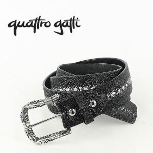 クアトロガッティ ベルト メンズ スティングレー レザーベルト QUATTRO GATTI 1686 （ブラック）｜laglagmarket