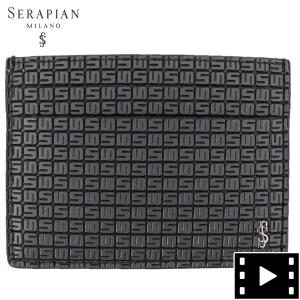 セラピアン カードケース PVC型押し カードケース SERAPIAN Stepan STEP6241-M11 Asphat/Black（ダークグレー）　返品交換不可｜laglagmarket