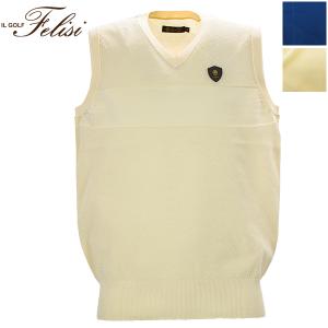 フェリージゴルフ ウェア メンズ Vネックニットベスト Felisi GOLF MS V NECK KNIT VEST FLG631M18 FLG 674 INDIGO 返品交換不可｜laglagmarket